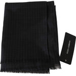 Dolce & Gabbana Gray 100% Wool Striped Pattern Wrap Scarf MS5180