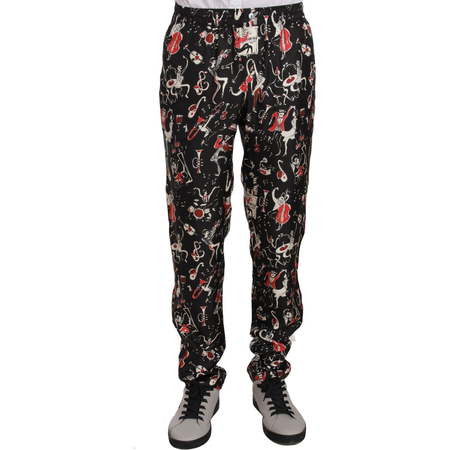 Dolce & Gabbana Red Musical Instrument Print Sleepwear Pants