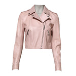 Dolce & Gabbana Light Pink Collar Leather Women Biker Jacket JKT41393-38