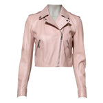 Dolce & Gabbana Light Pink Collar Leather Women Biker Jacket JKT41393-38