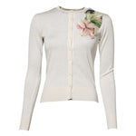 Dolce & Gabbana White Silk Lily Buttoned Cardigan Sweater TSH86574-36