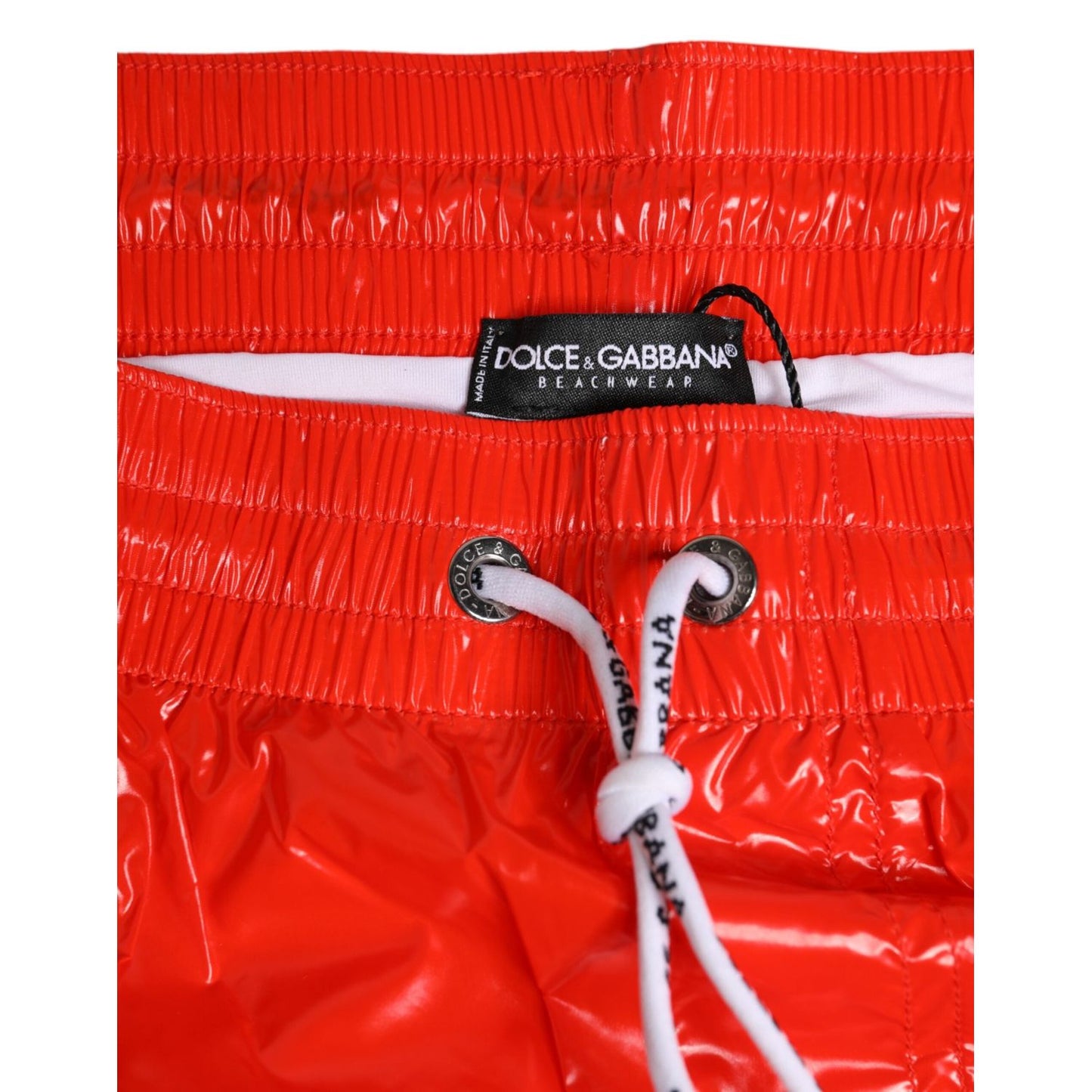 Dolce & Gabbana Red Nylon Drawstring Beachwear Shorts Swimwear