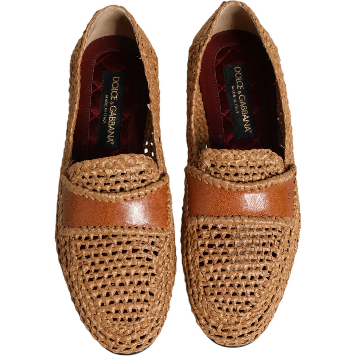 Dolce & Gabbana Brown Woven Raffia Slip On Loafers Shoes MV7617-40.5