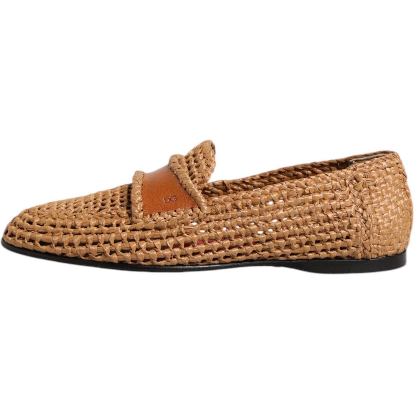 Dolce & Gabbana Brown Woven Raffia Slip On Loafers Shoes MV7617-40.5