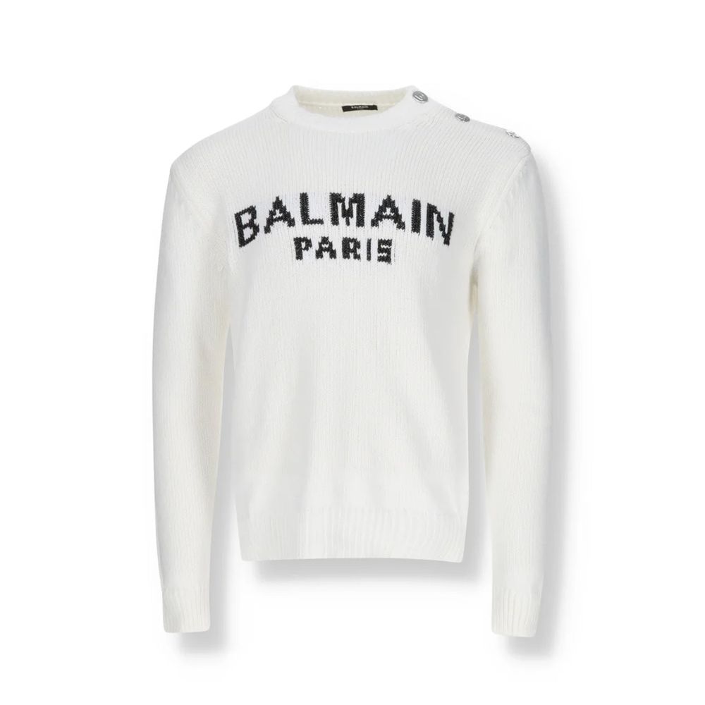 Balmain White Cotton Sweatshirt