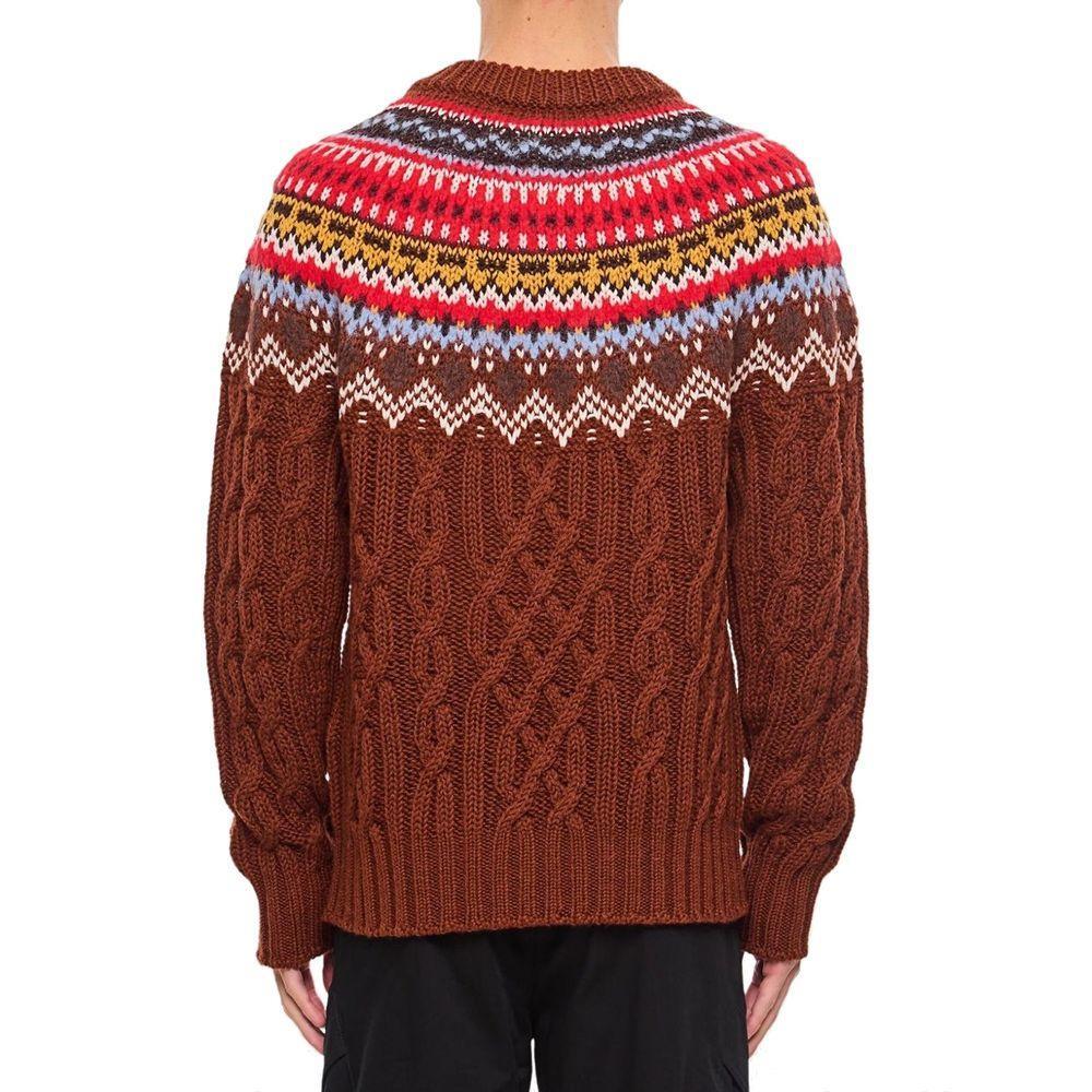 Moncler Grenoble Fair Isle Intarsia Cable-knit Wool Jumper MO-8845009387732-L
