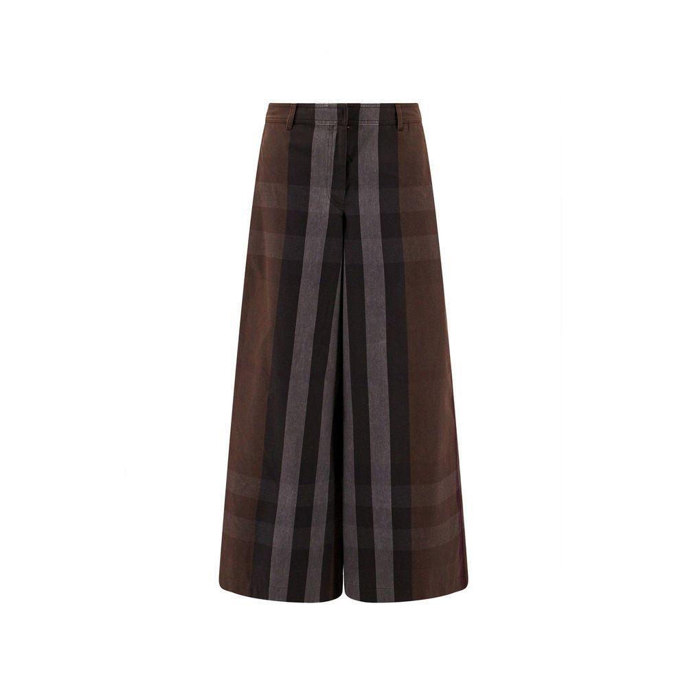 Burberry Checked Wide Leg Canvas Pants BU-8736293880020-38