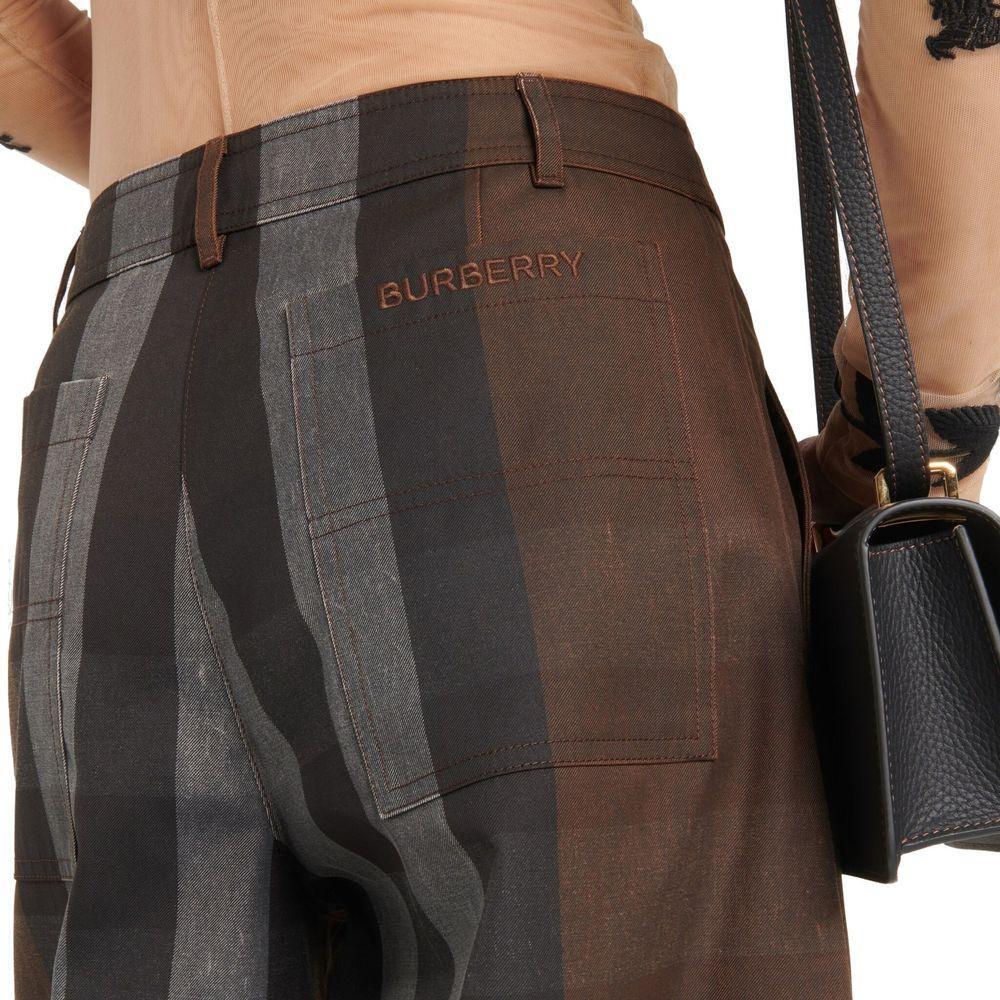 Burberry Checked Wide Leg Canvas Pants BU-8736293880020-38