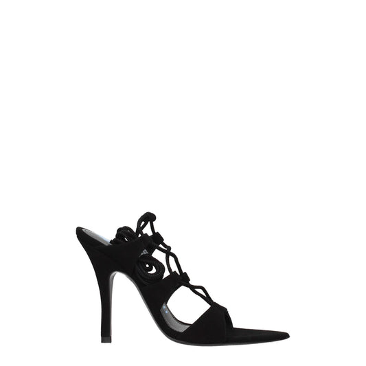 The Attico Black Leather Stiletto Heel Sandals