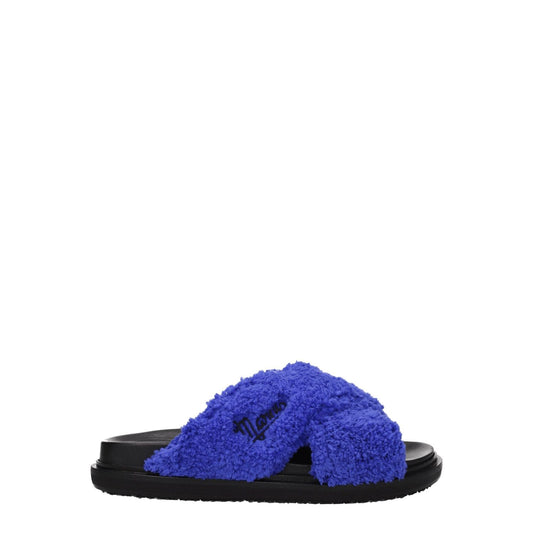 Marni Purple Fabric Slippers, casual open toe design, rubber sole, low flat heel, with side logo.