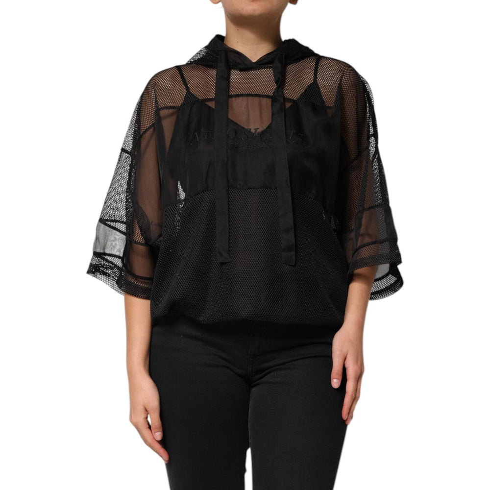 Dolce & Gabbana Black See Through Hooded Pullover Sweater TSH90642-40