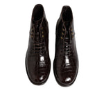 Dolce & Gabbana Dark Brown Leather Lace Up Short Boots Shoes MV7690-41