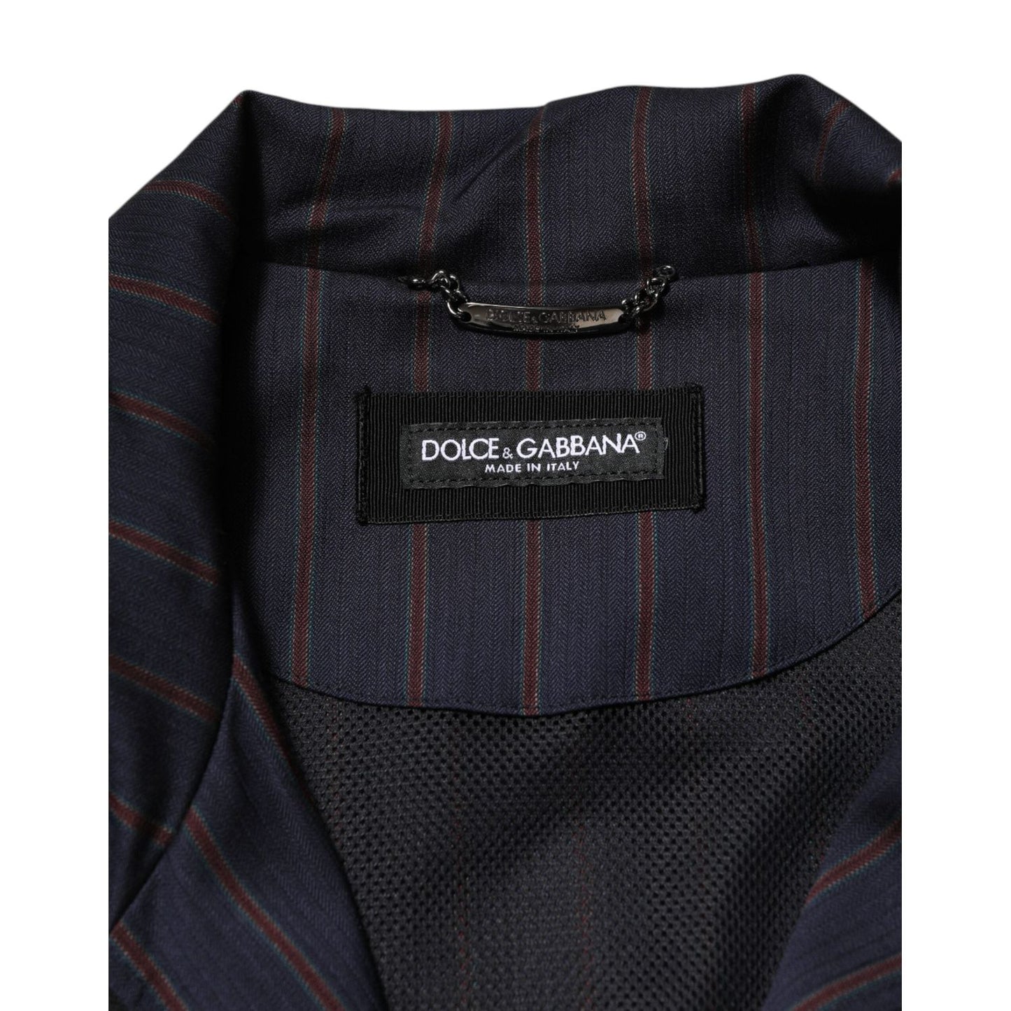 Dolce & Gabbana Blue Red Striped Logo Plaque Full Zip Jacket JKT41558-50