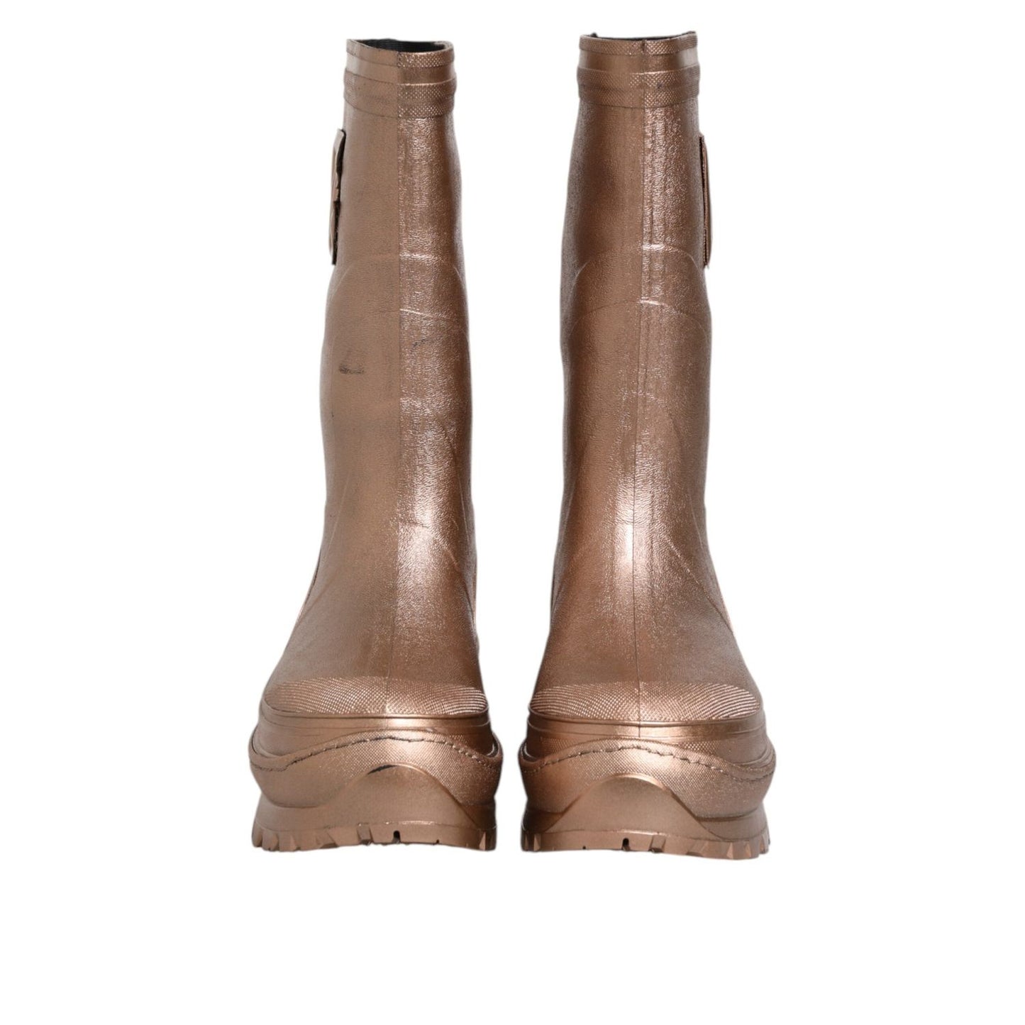 Dolce & Gabbana Metallic Gold Pull On Rain Boots Shoes MV7815-43