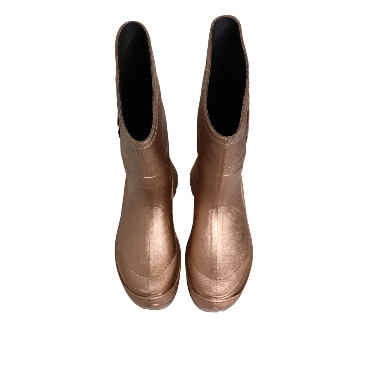 Dolce & Gabbana Metallic Gold Pull On Rain Boots Shoes MV7815-43