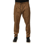 Dolce & Gabbana Brown Cotton Chino Mid Waist Men Jogger Pants PAN76665-52