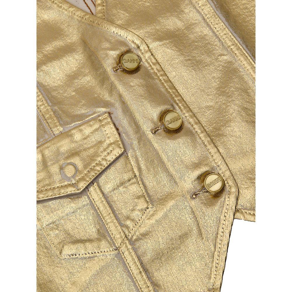 Ganni Gold Cotton Sleveless Jacket GA-9925659-IT40|S