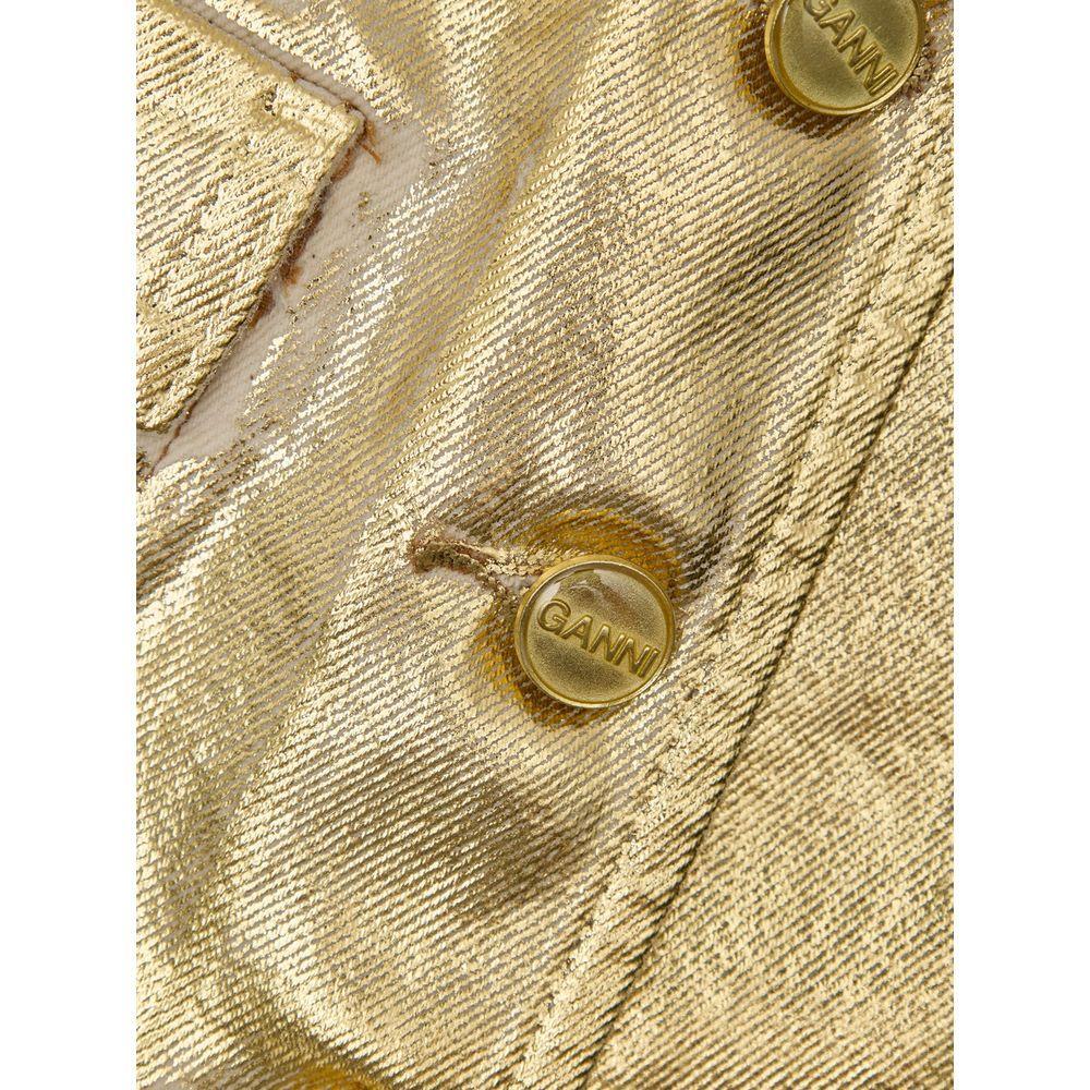 Ganni Gold Cotton Sleveless Jacket GA-9925659-IT40|S