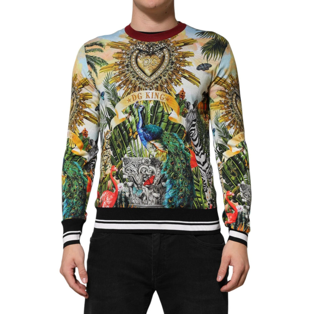 Dolce & Gabbana Tropical Heart Crown Silk Pullover Sweater TSH91261-48