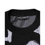 Dolce & Gabbana Black Nylon Wool Heart Print Pullover Sweater TSH91269-XS