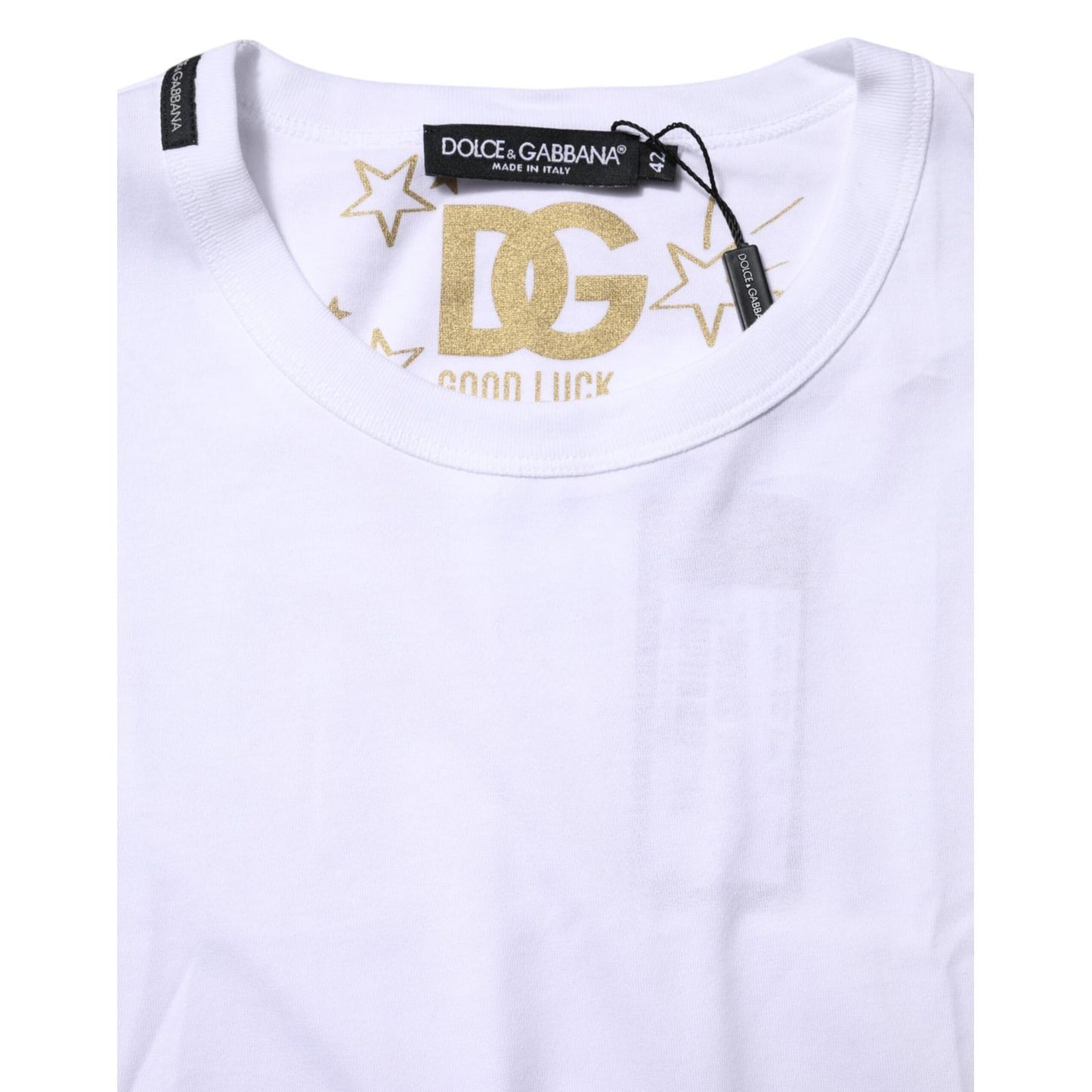 Dolce & Gabbana White Cotton Goodluck 2022 Crew Neck T-shirt
