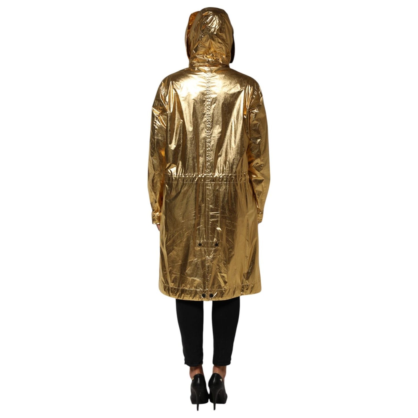 Dolce & Gabbana Gold Hooded Long Sleeves Trench Coat Jacket JKT41503-40
