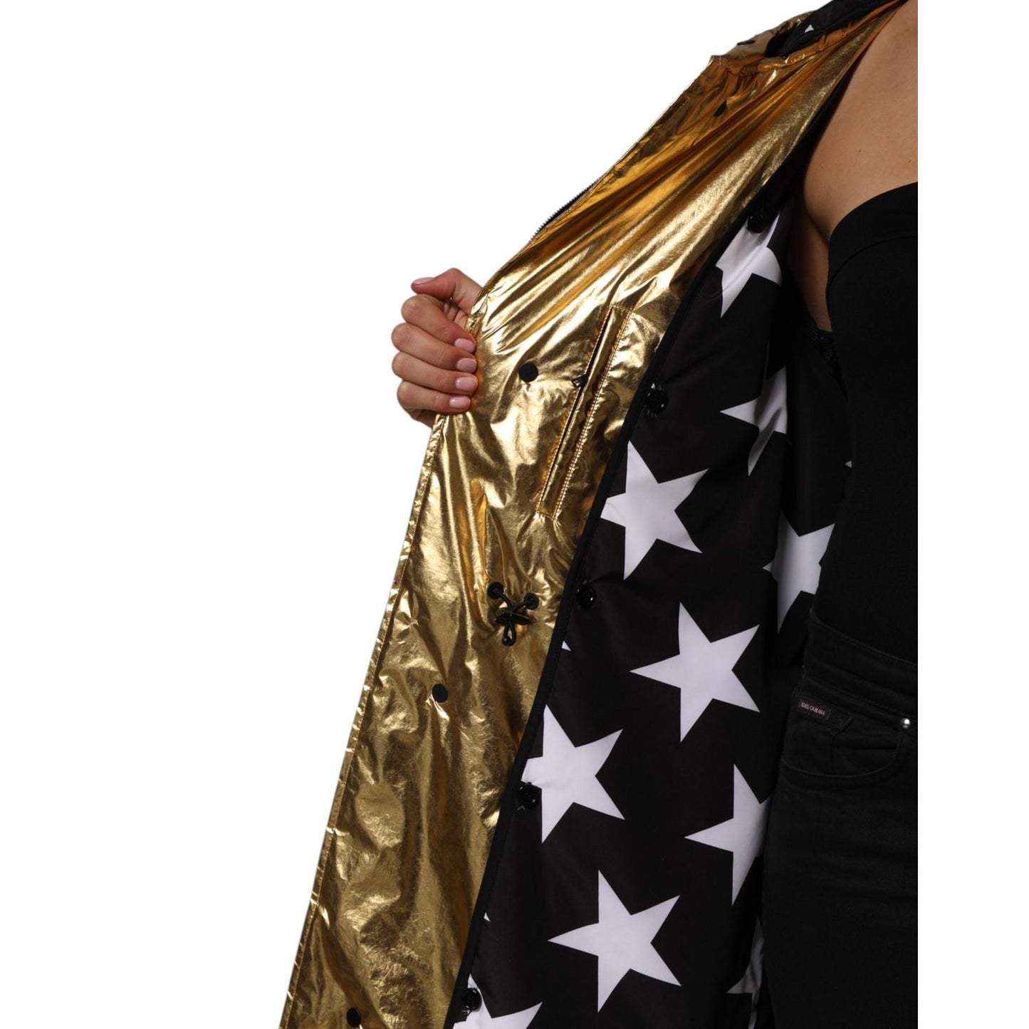 Dolce & Gabbana Gold Hooded Long Sleeves Trench Coat Jacket JKT41503-40