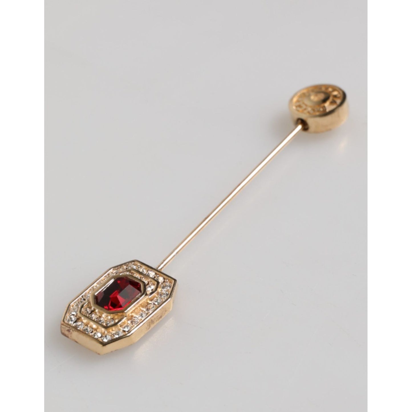 Dolce & Gabbana Rhinestone Embellished Sterling Silver Collar Brooch Pin SMY11235