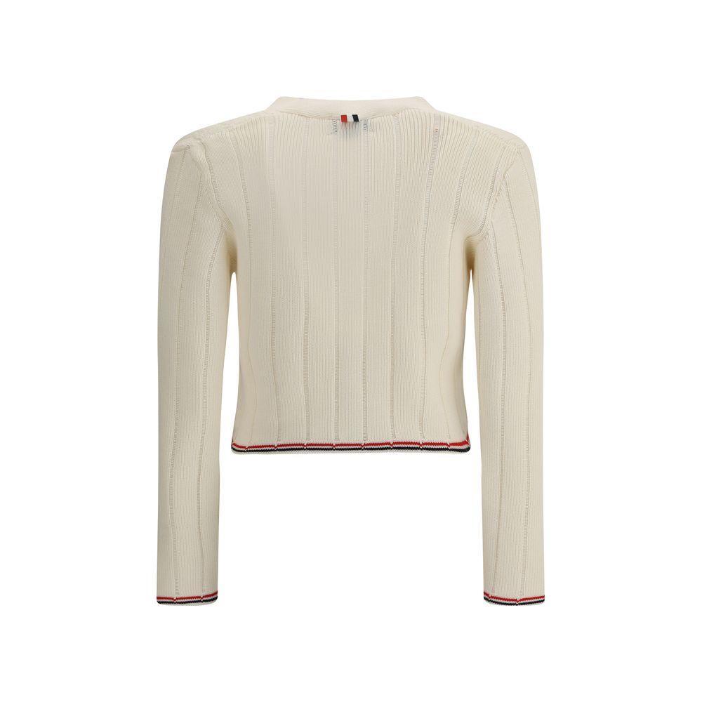 Thom Browne Ladder Full Needle Rib Stitch V Neck Car TH-FKC663AY1024100-IT38 | S