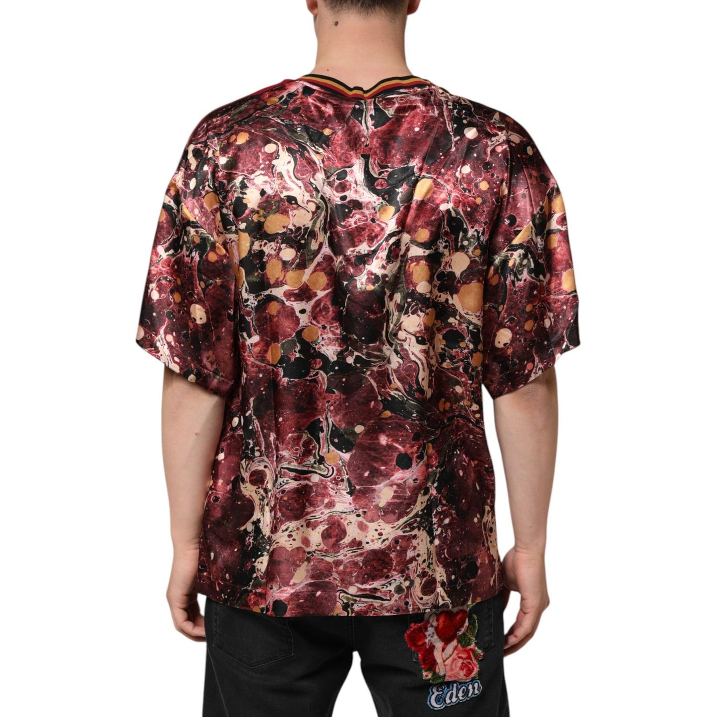 Dolce & Gabbana Multicolor Polyester Marble Print Oversize T-shirt TSH91306-S