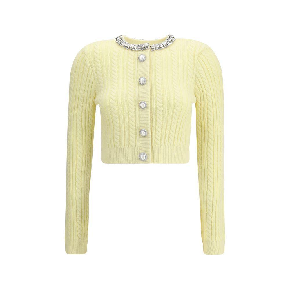 Self-Portrait Short alpaca Cardigan SE-AW25121CAYYELLOW-L