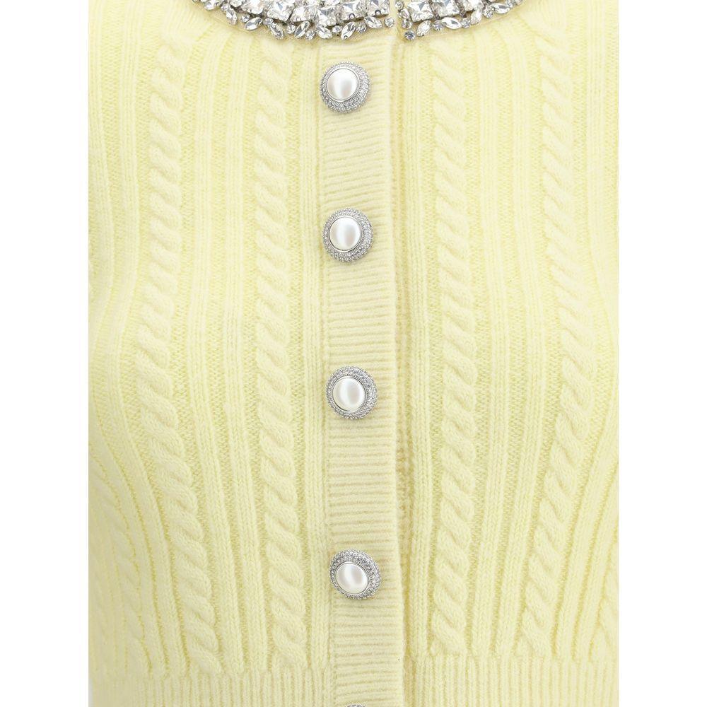 Self-Portrait Short alpaca Cardigan SE-AW25121CAYYELLOW-L
