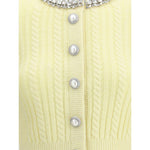 Self-Portrait Short alpaca Cardigan SE-AW25121CAYYELLOW-L