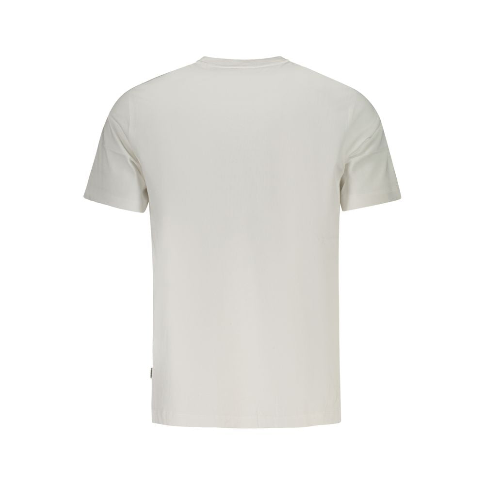 Back view of Guess Jeans White Cotton Men T-Shirt featuring short sleeves and crew neck design.