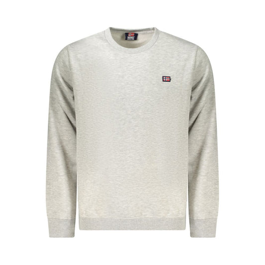Norway 1963 Gray Cotton Men Sweater with logo, crew neck, and long sleeves, ideal for modern elegant casual wear.