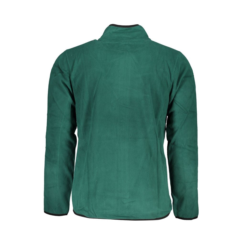 Gianmarco Venturi Green Polyester Sweatshirt, long-sleeved fleece with zip, pockets, contrast details, and logo embroidery.