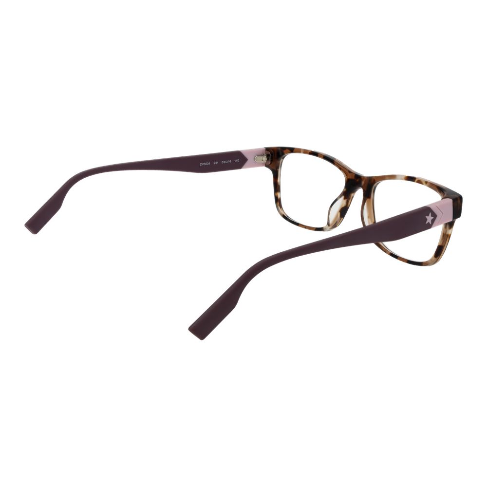 Converse Brown Plastic Glasses (Frames) with a full-rim rectangle design for women, made of brown plastic. Size: 53-16-140.