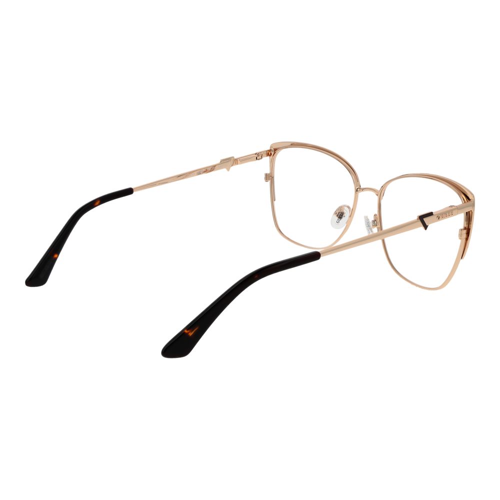 Guess Brown Metal Glasses (Frames) for women, full-rim butterfly style with brown metal frame, demo lenses, 57-16-140 size.