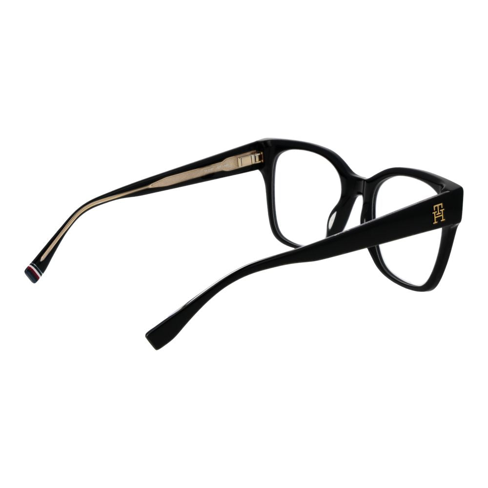Tommy Hilfiger Black Acetate Glasses (Frames) for women, full-rim rectangle style, black frame, with branded case included.