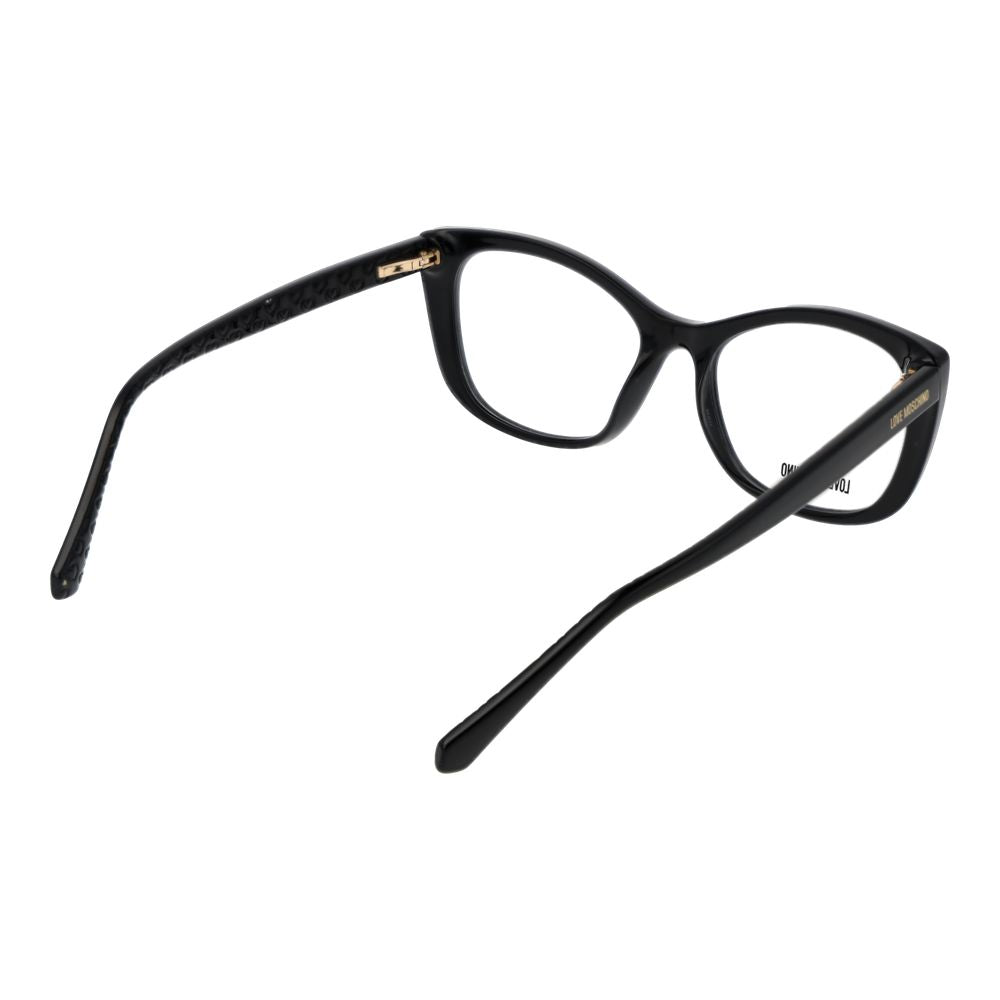 Love Moschino Black Cellulose Propionate Glasses (Frames) in butterfly style, full-rim, black frame, cellulose propionate material.