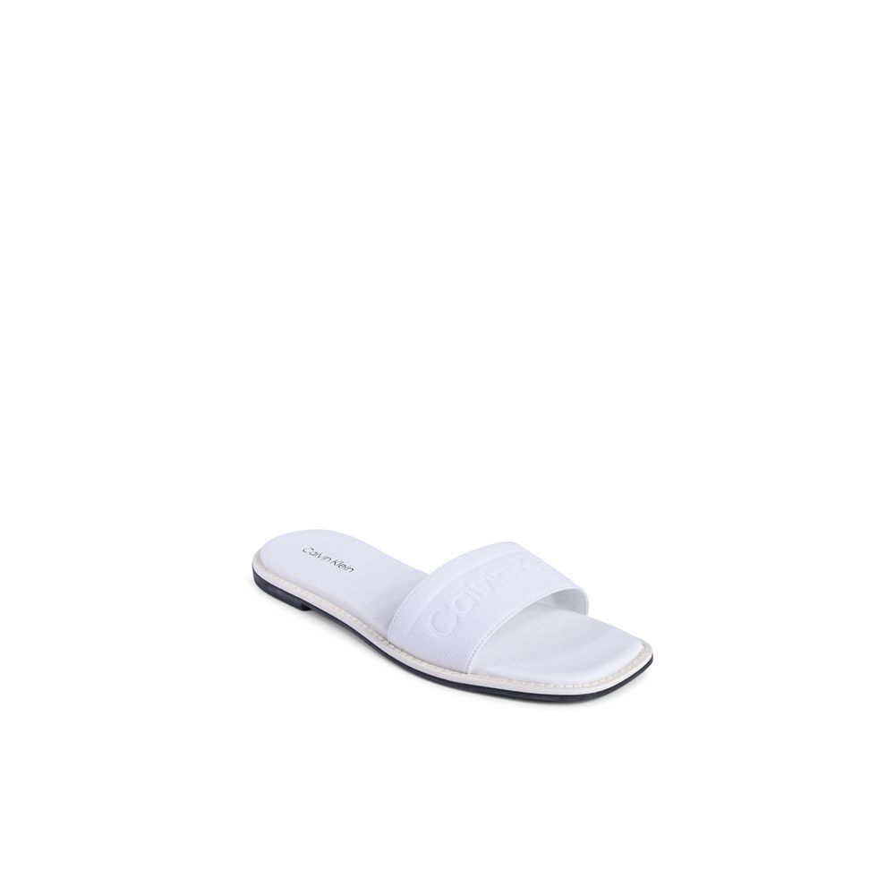 Calvin Klein White Recycled Polyester Sandals made from 70% recycled polyester and 30% natural rubber, style HW0HW01989YBR.