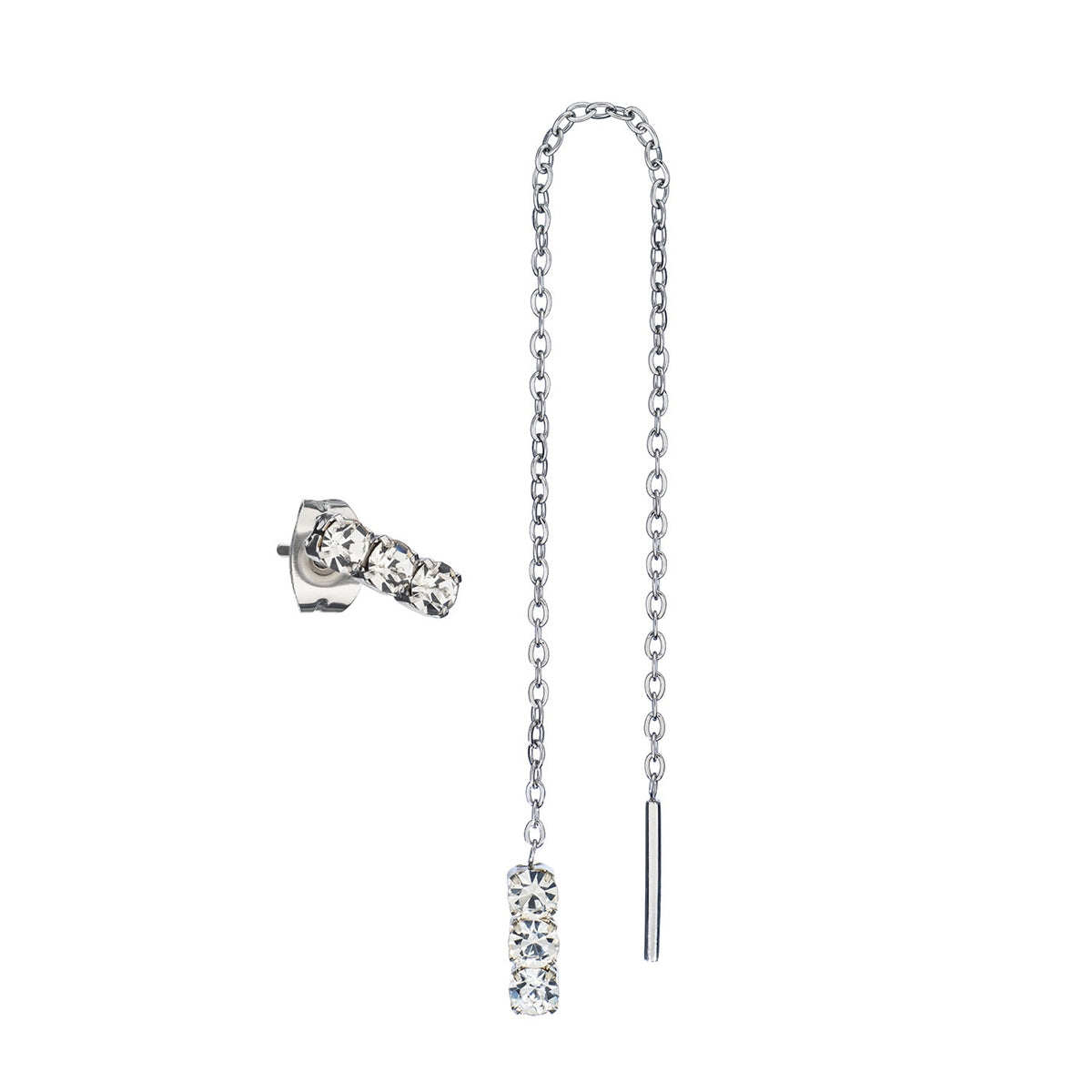 AN JEWELS JEWELRY Mod. AB.EP023 elegant silver chain earring with crystal accents