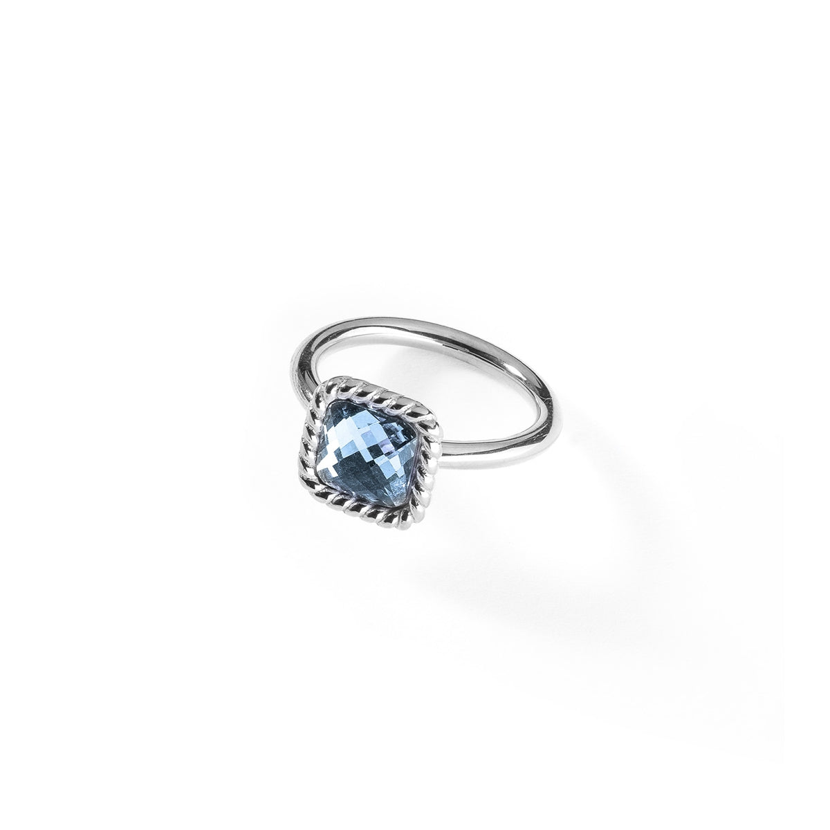 AN JEWELS JEWELRY Mod. AL.RMW07SBL-7 silver ring with blue gemstone.