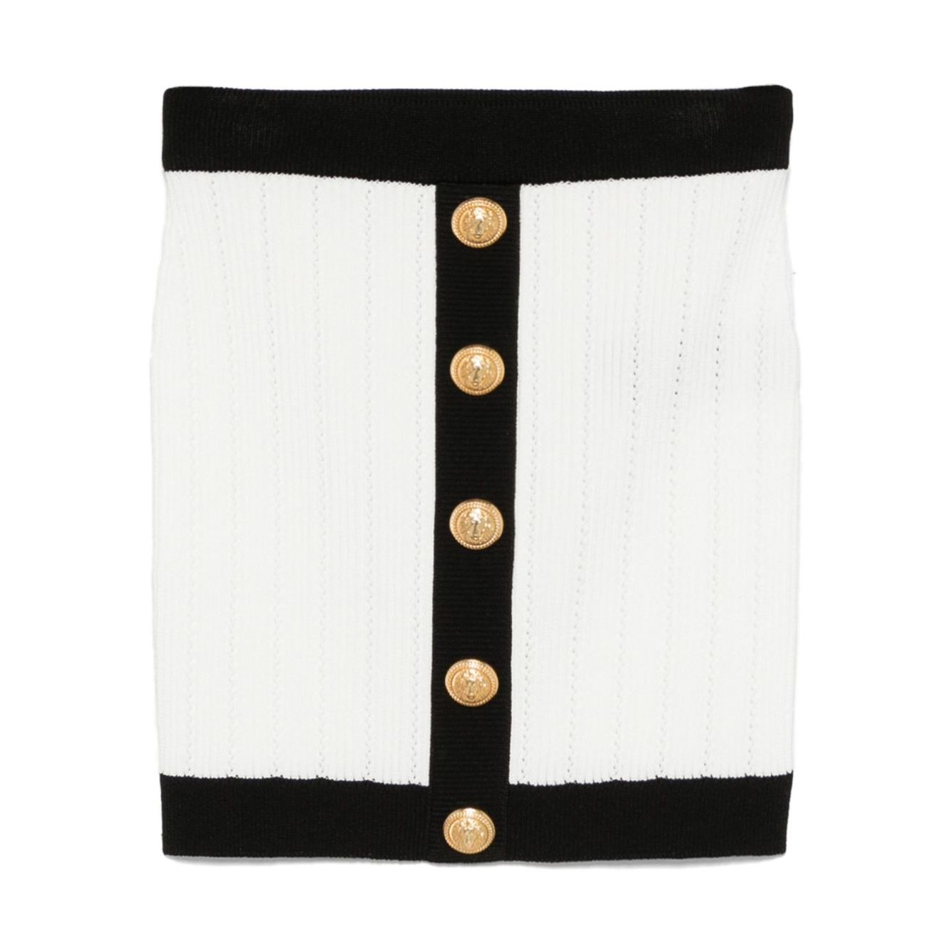 Balmain Button-embellished ribbed-knit mini skirt Skirts