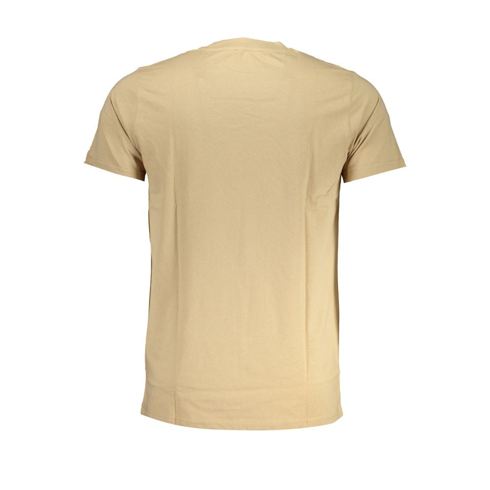 Cavalli Class Beige Cotton T-Shirt back view showing short sleeves and crew neck with logo print