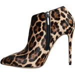 Dolce & Gabbana Brown Leopard Calf Fur Heels Ankle Boots Shoes LA11323-37.5