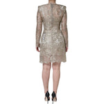 Dolce & Gabbana Gold Floral Lace A-line Sheath Mini Dress DR281287-42