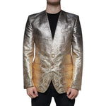 Dolce & Gabbana Gold Jacquard Single Breasted Dress Blazer JKT4071-50