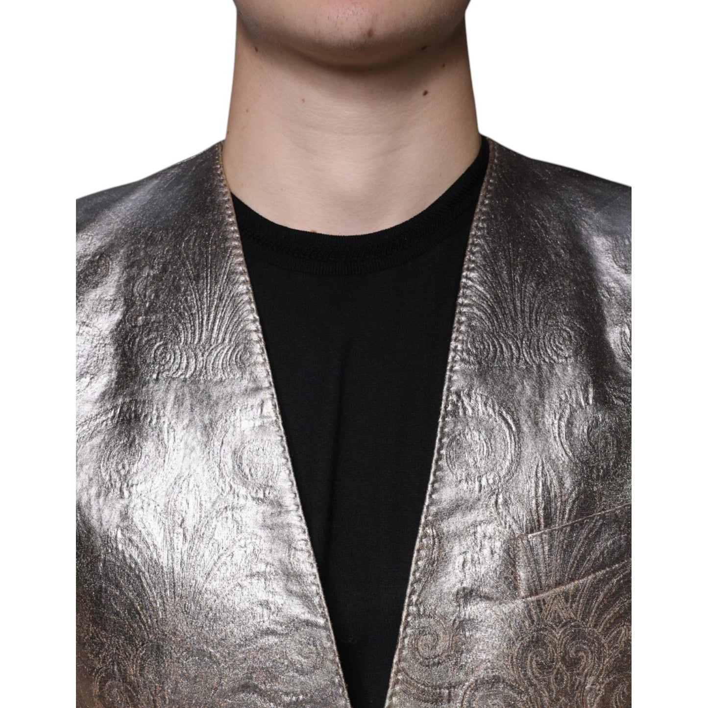 Dolce & Gabbana Gold Jacquard Single Breasted Dress Blazer JKT4071-50
