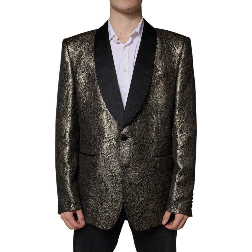 Dolce & Gabbana Gold SICILIA Jacquard Single Breasted Coat Blazer KOS2254-58